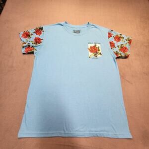 Fresh Laundry Shirt Mens Large Blue Floral Rose Stay Fresh Graphic Peruvian Tee